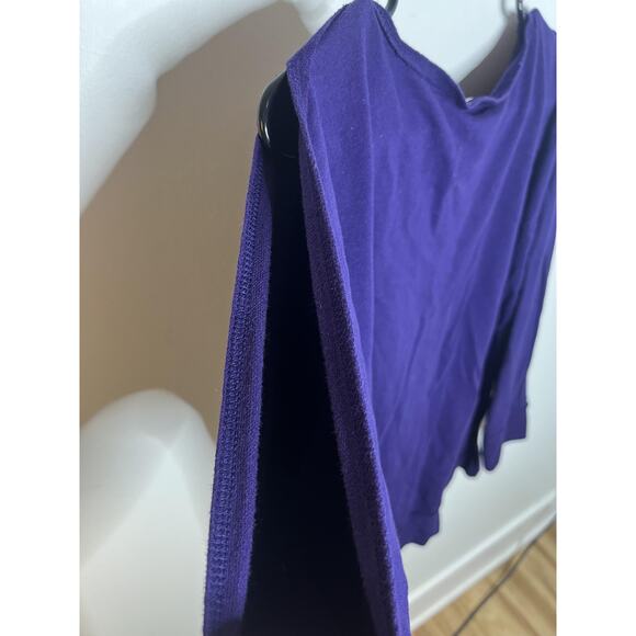 Chicos Wm 0 Zenergy Top Purple Open Shoulder Pleated Cotton Sweatshirt Chic Y2K - Picture 6 of 8